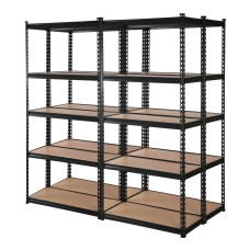 Giantz 5-Tier Garage Shelving Unit - Heavy Duty Steel, 200kg Per Shelf, Adjustable Height, 90x40x180cm, Matte Black