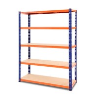 Giantz 1.8M Heavy-Duty Garage Shelving Rack, 200kg/Tier Capacity, Adjustable Steel, Boltless, Orange & Blue