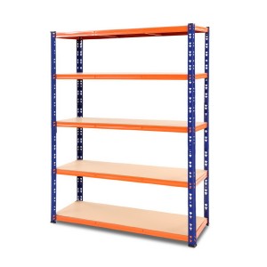 Giantz 1.8M Heavy-Duty Garage Shelving Rack, 200kg/Tier Capacity, Adjustable Steel, Boltless, Orange & Blue