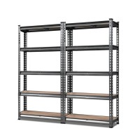 Giantz 2x1.5M Steel Shelving Unit - Heavy-Duty 5-Tier Adjustable Storage Rack, 750kg Capacity, Matte Charcoal, Boltless