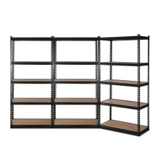 Giantz 3x1.8M Heavy-Duty Steel Garage Shelving Rack, Adjustable 5-Tier Storage, 1000kg Capacity, Matte Black