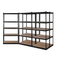 Giantz Heavy-Duty 5-Tier Garage Shelving, 200kg/Tier, Adjustable Black Steel and MDF Storage Rack, 90x40x180cm