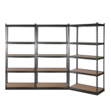 Giantz 3x1.8M 5-Shelf Steel Warehouse Shelving Rack, 1000kg Capacity, Adjustable, Boltless, Matte Charcoal Finish