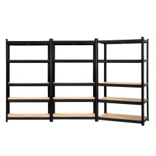 Giantz 3x1.8M Black Garage Shelving Rack - Heavy-Duty Steel, Adjustable Beams, 200kg/Tier, Easy Assembly, 5 Shel