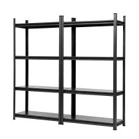 Giantz 2-Pack 4-Tier Steel Garage Shelving 90 x 40 x 180cm Heavy Duty Storage Racks Black 2 Pack 4 Tier