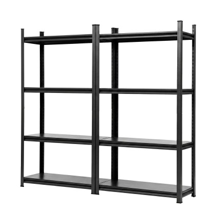 Giantz 2-Pack 4-Tier Steel Garage Shelving 90 x 40 x 180cm Heavy Duty Storage Racks Black 2 Pack 4 Tier