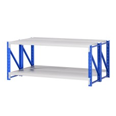 Giantz 2x 0.9M Heavy Duty Steel Garage Shelving Workbench Rack, 200kg Per Shelf, Adjustable Storage, Blue/Grey