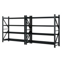 Giantz 4M x 1.8M Steel Garage Shelving Rack, Heavy Duty 200kg Per Shelf, Adjustable, Black, Set of 2 Units