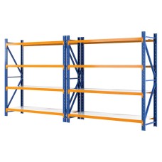 Giantz 4Mx2M Heavy Duty Garage Shelving Rack, Industrial Steel, 200kg per Shelf, Adjustable, Orange, Set of 2