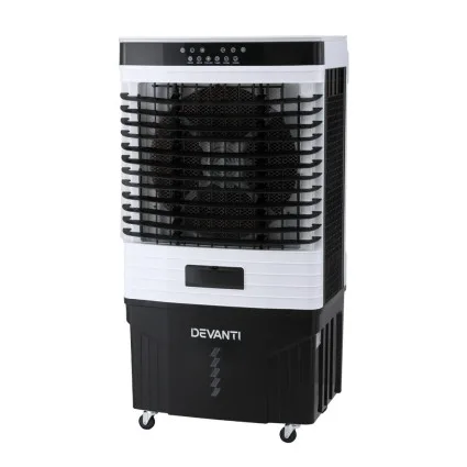 Devanti 60L Evaporative Air Cooler Humidifier Purifier LED Remote 8000m³/h Energy Saving 180W 3 Speeds