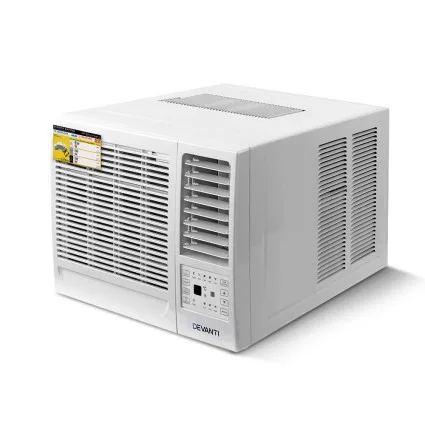 Devanti Window Air Conditioner 2.7kW, White - Energy Efficient Cooling with Remote, Timer, and Sleep Mode