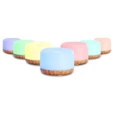 Devanti Ultrasonic Aroma Diffuser, ABS & PP, 500ml, White & Light Wood, 7-Color LED, Humidifier & Purifier