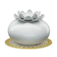 Devanti Ultrasonic Aroma Diffuser, Ceramic, 200ml, White - Lotus Design, Aromatherapy, Humidifier, Purifier