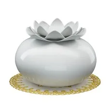 Devanti Ultrasonic Aroma Diffuser, Ceramic, 200ml, White - Lotus Design, Aromatherapy, Humidifier, Purifier