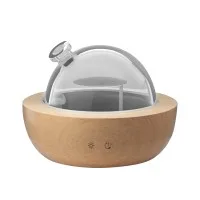 Devanti Ultrasonic Aroma Diffuser, Glass & Wood, 200ml, Light Wood - Aromatherapy, Humidifier, Purifier, Night Light