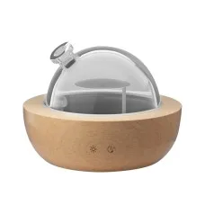 Devanti Ultrasonic Aroma Diffuser, Glass & Wood, 200ml, Light Wood - Aromatherapy, Humidifier, Purifier, Night Light