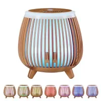 Devanti Ultrasonic Aroma Diffuser 140ml LED, Textured Deep Wood Design, 7-Colour Light, 4-in-1 Humidifier & Purifier