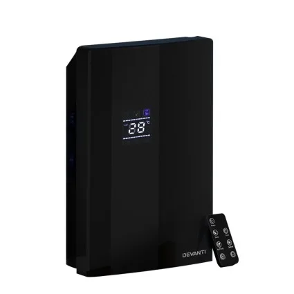 Devanti Dehumidifier and Air Purifier, ABS Plastic, 2L Capacity, Black, 30sqm Coverage, Quiet Operation, 1-Year Warranty