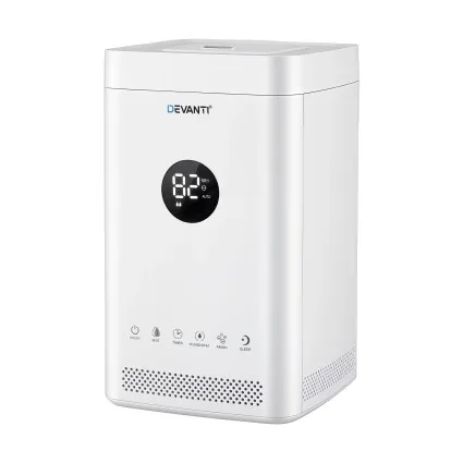 Devanti 3.5L Ultrasonic Humidifier and Air Purifier Top Fill Auto Humidity Sensor 300ml/h White 28W 41dB