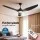 Devanti 64 Inch Ceiling Fan DC Motor with Built in LED Light Remote 5 Speeds Reverse Cycle Black 64in