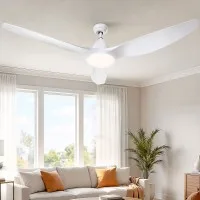 Devanti 64-inch Ceiling Fan DC Motor Built-in 3-Colour LED Light Remote Control 5 Speeds Reverse Timer White