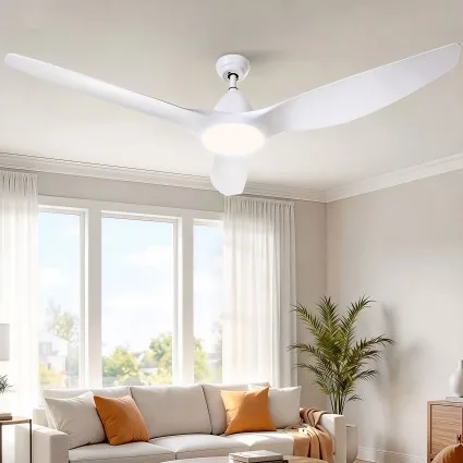 Devanti 64-inch Ceiling Fan DC Motor Built-in 3-Colour LED Light Remote Control 5 Speeds Reverse Timer White