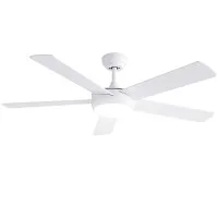 Devanti 132cm DC Ceiling Fan 5 Blades with 3‑Colour LED Light and Remote White 52in 6 Speeds 6hr Timer