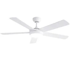 Devanti 132cm DC Ceiling Fan 5 Blades with 3‑Colour LED Light and Remote White 52in 6 Speeds 6hr Timer
