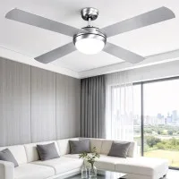 Devanti 52-inch Ceiling Fan DC Motor with LED Light Remote 6 Speeds Reverse Silver Modern Design Quiet