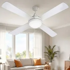 Devanti 52-inch DC Ceiling Fan with 3-Colour LED Light Remote 6 Speeds Reverse Quite White 35W Extension Rod
