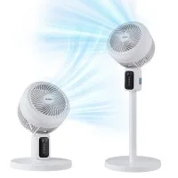 Devanti Pedestal Fan with Remote, LED Touch, 3 Speeds, 12H Timer, Adjustable Height 43–80cm, 3D Air Circulation, White