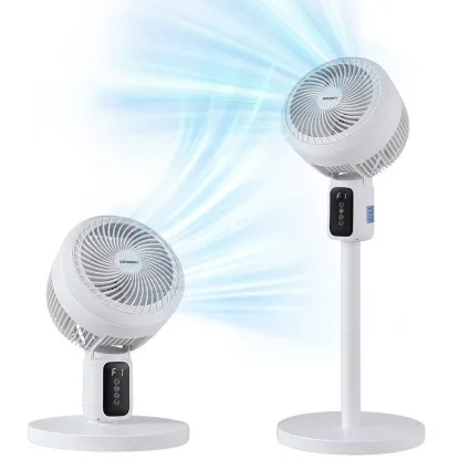 Devanti Pedestal Fan with Remote, LED Touch, 3 Speeds, 12H Timer, Adjustable Height 43–80cm, 3D Air Circulation, White