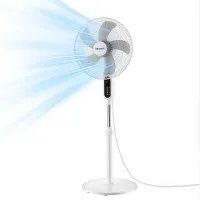Devanti 16 Inch Pedestal Fan with Remote, 3 Speeds, 8-Hour Timer, Oscillation, Adjustable Height, White