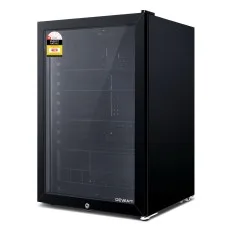 Devanti 115L Black Bar Fridge with Glass Door, LED Light, Adjustable Shelves, Lock & Eco-Friendly Refrigerant