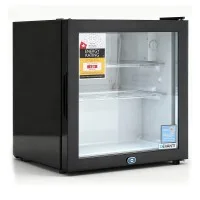 Devanti 40L Bar Fridge Glass Door Mini Fridge Countertop Cooler Black 2-14°C Adjustable Shelves and LED Light