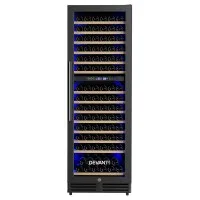 Devanti Dual Zone Wine Fridge Cooler 154 Bottle Capacity, Wooden Shelves, UV Glass Door, Digital Control, Black