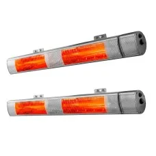 Devanti 2 Pack Infrared Strip Heaters 3000W Remote Control IP65 Silver Wall Ceiling Mount