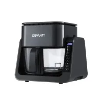 Devanti 2-in-1 Dual Zone Air Fryer 5.5L with 4L Glass Basket and 1.5L Top Grill Touch Control Panel 1500W