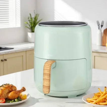 Devanti 5L Touch Control Air Fryer 1700W Green – Healthy Cooking with 8 Presets, 360° Air Circulation, Dishwasher Safe