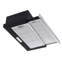Devanti 600mm Stainless Steel Slide-Out Range Hood – High Performance, 2-Speed Motor, LED Light, 60cm, Black/Silver