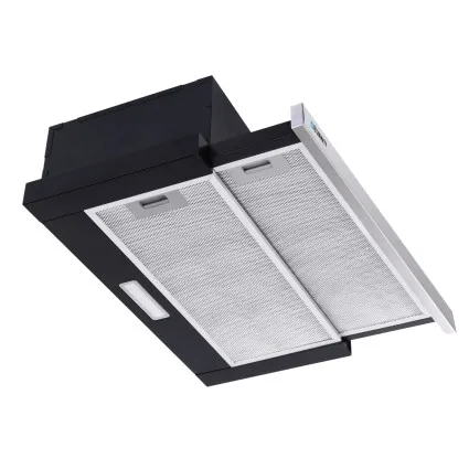 Devanti 600mm Stainless Steel Slide-Out Range Hood – High Performance, 2-Speed Motor, LED Light, 60cm, Black/Silver
