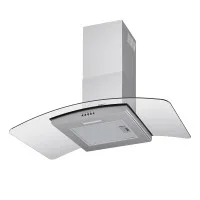 Devanti 90cm Curved Glass Canopy Rangehood 400 m3/h 105W Motor 3 Speeds Brushed Stainless Steel LED Light
