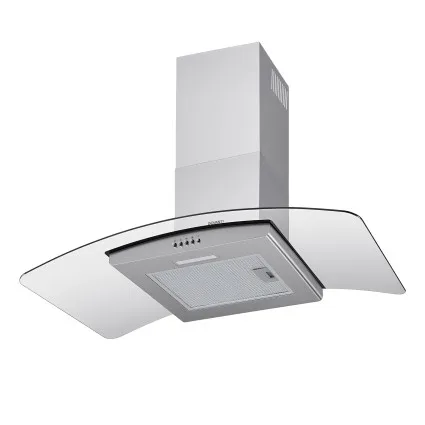 Devanti 90cm Curved Glass Canopy Rangehood 400 m3/h 105W Motor 3 Speeds Brushed Stainless Steel LED Light