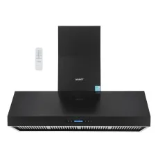 Devanti 1500mm Black Commercial BBQ Range Hood with Dual Motors, Remote Control, LED Lights, and Stainless Steel Body
