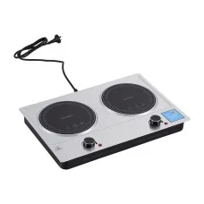 Devanti 2 Hobs Ceramic Cooktop 2400W Infrared Knob Control Black Glass 50x33x7cm Easy Clean 2 Zone Electric