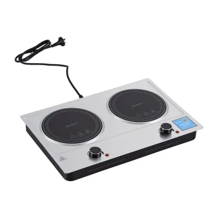 Devanti 2 Hobs Ceramic Cooktop 2400W Infrared Knob Control Black Glass 50x33x7cm Easy Clean 2 Zone Electric