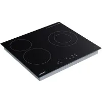 Devanti 60cm Electric Ceramic Cooktop 4-Burner Touch Control 5200W Black Glass Hob 3-Zone Dual Ring Timer