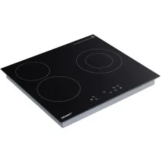 Devanti 60cm Electric Ceramic Cooktop 4-Burner Touch Control 5200W Black Glass Hob 3-Zone Dual Ring Timer
