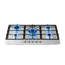 Devanti 90cm 5 Burner Gas Cooktop Stainless Steel Hob LPG or Natural Gas 11.3kW Performance and Safety