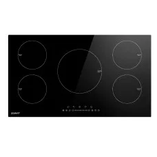 Devanti 90cm Induction Cooktop 5-Zone Ceramic Glass Hob 9 Power Levels Timers Child Lock 7200W Overheat Protection